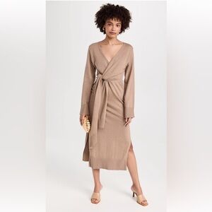 SIMKHAI wrap sweater dress in heather teak